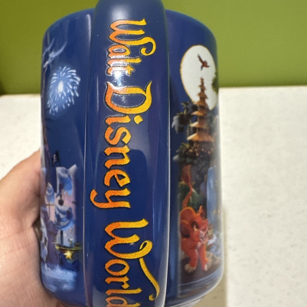 Walt Disney World Parks Blue Mug Little Mermaid, Tangled, Snow White Icons Rides - Picture 12 of 14